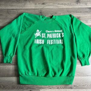 VTG St Patricks Irish Festival Sweatshirt Fits 2XL Raglan 1980s Clares‎ Annual